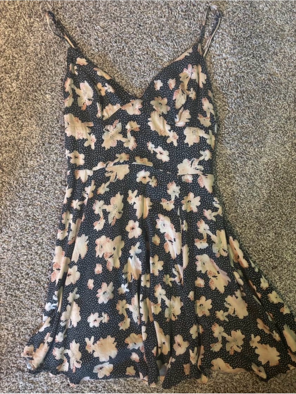 silence + noise Black Floral Mini Dress with Cream Flowers